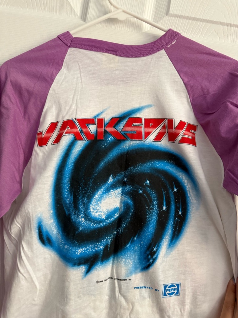 The Jacksons Victory Tour Vintage 80s 1984 Shirt Purple and White Raglan T-Shirt - Picture 4 of 7